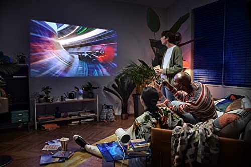 SAMSUNG 30”- 100” The Freestyle Smart Portable Projector, FHD, HDR, Indoor/Outdoor Home Use, Big Screen Experience, 360 Sound, SP-LSP3BLAXZA, 2022 Model (Renewed)