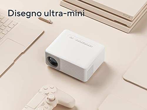 Mini WiFi Projector, AKIYO 2023 Upgraded Bluetooth Portable Projector 5500 Lumens 1080P Supported, 55000 Hours LED Video Projector Compatible with iOS Android HDMI USB TV Stick PC (Tripod Included)