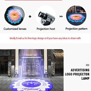 AHWZ 60W LED Logo GOBO Projector Outdoor IP65 Waterproof Including Free Custom Glass GOBO to Project Image,Silver