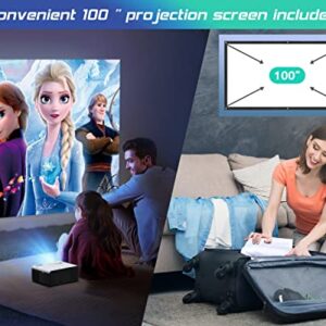 TMY Projector with WiFi and Bluetooth, Native 1080P 5G WiFi Outdoor Projector with 100" screen, 4K Supported Portable Projector, Compatible with iOS/Android/PC/TV Stick/HDMI/AV/USB, Indoor Outdoor Use