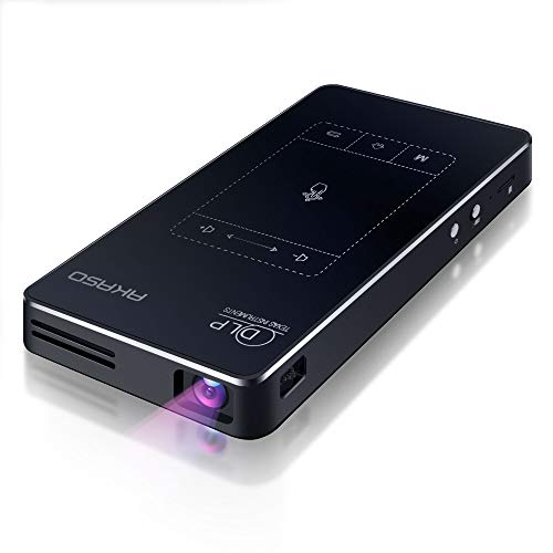 AKASO WT50 Mini Pocket Pico Projector, 1080P HD Video DLP Portable Projector with Android System, WIFi, Wireless Screen Sharing, Trackpad Design, Pocket Sized Home Theater Projector for iPhone Android