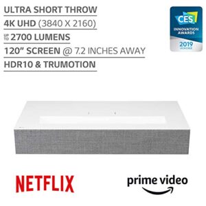 LG HU85LA Ultra Short Throw 4K UHD Laser Smart Home Theater Cinebeam Projector with Alexa built-in, LG Thinq AI, and LG webOS Lite Smart TV