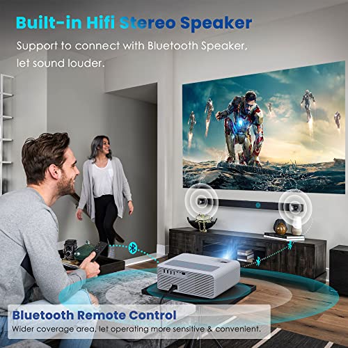 5G WiFi 1080P Projector 4K Supported - OSQ 800 ANSI HD Outdoor Movie with Bluetooth, 4P & ±50° Keystone, Zoom 50%, 300'' Home Cinema Video Support PPT, PS4, TV Stick, Laptop, Phone, white (O-410)