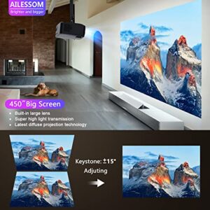 Native 1080P 5G WiFi Bluetooth Projector, AILESSOM 20000LM 450" Display Support 4K Movie Projector, High Brightness for Home Theater and Business, Compatible with iOS/Android/TV Stick/PS4/HDMI/USB/PPT