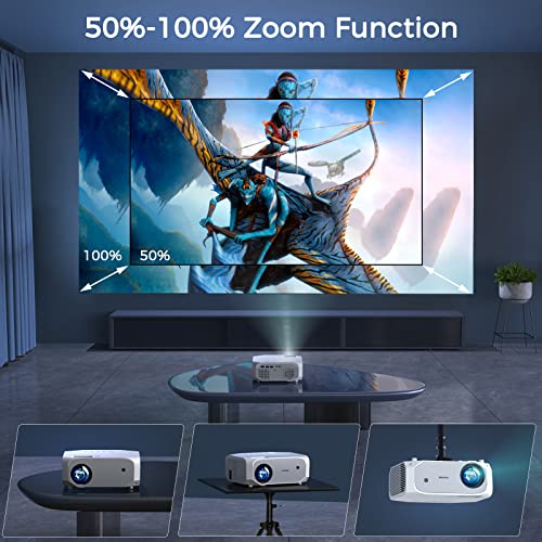 FUDONI Projector with 5G WiFi and Bluetooth, 10000L Native 1080P Portable Outdoor Video Projector 4K Supported, Home Theater Movie Projector with Screen for Phone/PC/TV Stick/PS5