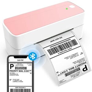 bluetooth thermal label printer 4x6 – wireless shipping label printer for small business & packages – pink thermal label printer shipping label makers, compatible with iphone, usps, etsy, amazon