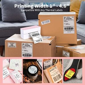 Bluetooth Thermal Label Printer 4X6 - Wireless Shipping Label Printer for Small Business & Packages - Pink Thermal Label Printer Shipping Label Makers, Compatible with iPhone, USPS, Etsy, Amazon