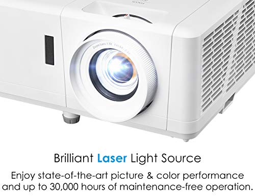 Optoma HZ39HDR Laser Home Theater Projector with HDR | 4K Input | 4000 lumens | Lamp-Free Reliable Operation 30,000 hours | Easy Setup with 1.3X Zoom | Quiet Operation 32dB | Crestron Compatible,White