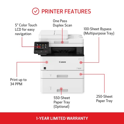 Canon imageCLASS MF451dw All-in-One Wireless Monochrome Laser Printer | Print, Copy, & Scan| 5" inch Color Touch LCD