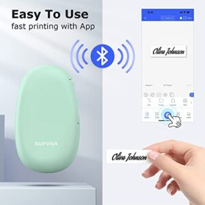 SUPVAN Label Makers E10 Mini Bluetooth Label Printer Wireless Labeler Label Maker Machine with Tape Multiple Templates Available Labelmaker for Office Organization Home Kitchen Storage Green