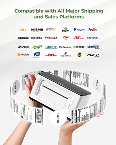 MUNBYN Shipping Label Printer, 4x6 Label Printer for Shipping Packages, USB Thermal Printer for Shipping Labels Home Small Business, with Software for Instant Conversion from 8x11 to 4x6 Labels