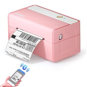 jadens bluetooth thermal label printer -wireless shipping label printer for ebay, usps, etsy & amazon, compatible with iphone, android & windows (mac not support bluetooth), 4×6 label maker, pink