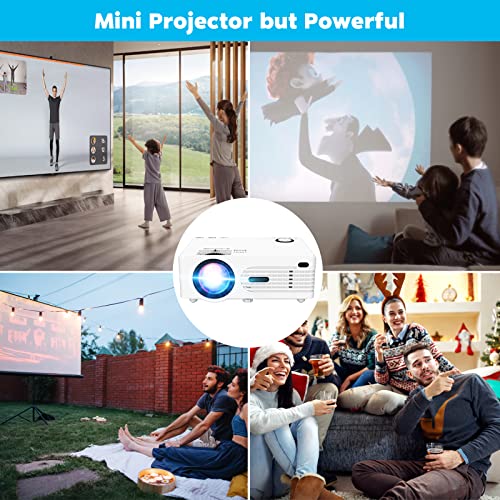 Mini Projector, Aokang 7500 Lumens HD Portable Projector 1080P Full HD Supported, Movie Projector Compatible with Smartphone & Tablet TV Stick Laptop HDMI USB AV, White