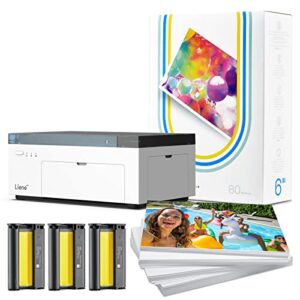 liene 4×6” photo printer, photo printer (100 sheets), full-color photo, portable instant photo printer for iphone, thermal dye sublimation, wi-fi picture printer w/ 100 sheets paper & 3 cartridges