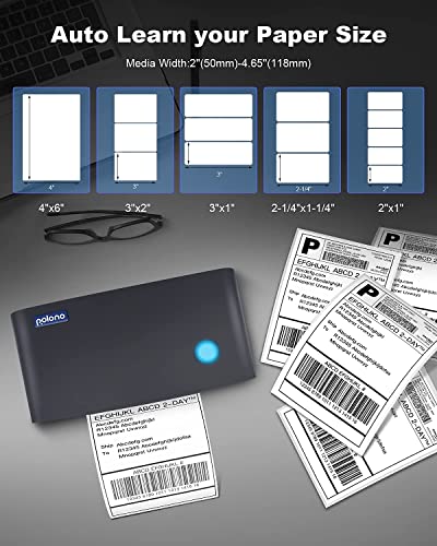 POLONO Thermal Label Printer, PL60 4x6 Label Printer for Shipping Packages, Thermal Label Maker, Compatible with Amazon, Ebay, Etsy, Shopify, FedEx, UPS, etc, Support Windows, Mac, Linux (Gray)