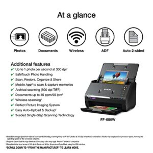 Epson FastFoto FF-680W Wireless High-Speed Photo and Document Scanning System, Black