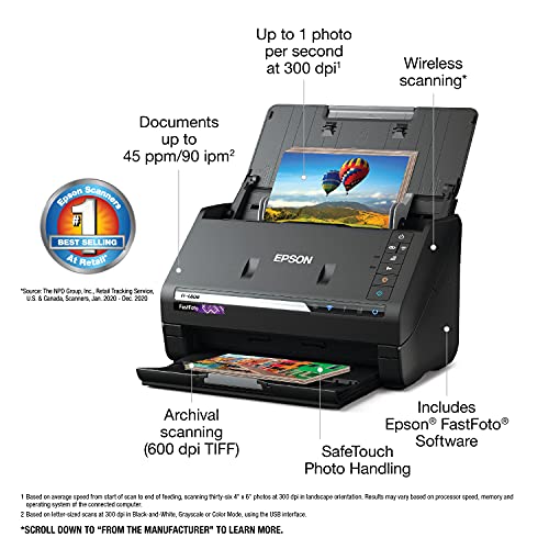 Epson FastFoto FF-680W Wireless High-Speed Photo and Document Scanning System, Black