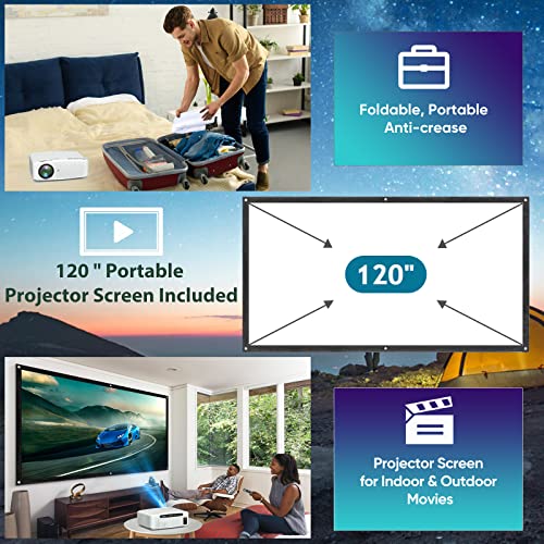 Native 1080P 15000L 5G WiFi Bluetooth Projector, 5G/2.4G WiFi and Bluetooth 5.1, 500ANSI Outdoor Movie Projector Supports 4K, Home Theater Compatible with HDMI, VGA, USB, Laptop, iOS & Android Phone