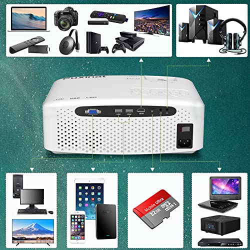 Native 1080P 15000L 5G WiFi Bluetooth Projector, 5G/2.4G WiFi and Bluetooth 5.1, 500ANSI Outdoor Movie Projector Supports 4K, Home Theater Compatible with HDMI, VGA, USB, Laptop, iOS & Android Phone