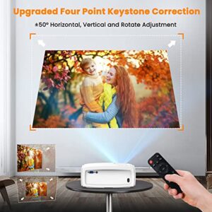 VYSER Projector with 5G WiFi & Bluetooth, 400ANSI Native 1080P Movie Projector with Screen, 4P/4D Keystone Correction, 300" Portable Outdoor Projector Compatible with HDMI, VGA, USB, iOS/Android