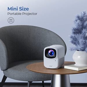 Liene Native 1080P Projector Outdoor/Indoor Smart Mini Projector, 400 ANSI 9500 Lumen 4K Supported, Mini Projector with 360 Degree Surround Sound, Dust-Proof, Compatible with TV Stick, iOS, Android