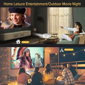 Native 1080P Projector 5G WiFi and Bluetooth, FANGOR 350 ANSI Outdoor Projector 4K Support, Home Movie Projector Compatible with TV, PC, HDMI, USB, VGA, iOS/Android[120''Screen Included]