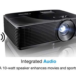 Optoma H190X Affordable Home & Outdoor Movie Projector | HD Ready 720p + 1080p Support | Bright 3900 Lumens for Lights-on Viewing | 3D-Compatible | Speaker Built in