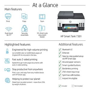 HP Smart -Tank 7301 Wireless All-in-One Cartridge-free Ink Printer, up to 2 years of ink included, mobile print, scan, copy, automatic document feeder (28B70A)