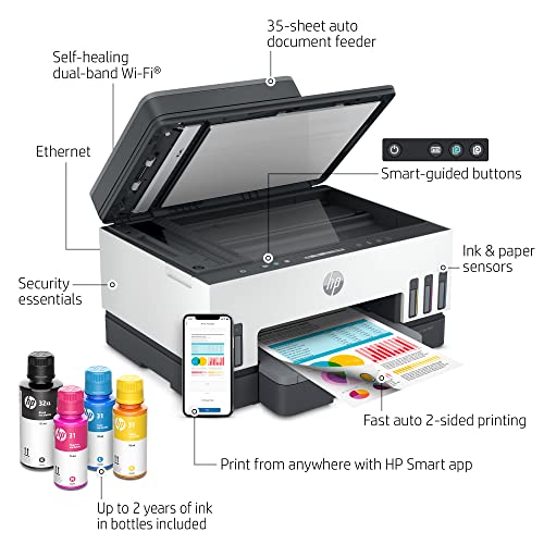 HP Smart -Tank 7301 Wireless All-in-One Cartridge-free Ink Printer, up to 2 years of ink included, mobile print, scan, copy, automatic document feeder (28B70A)