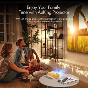 Mini Projector, AuKing 2023 Upgraded 1080P Supported Outdoor Projector, Kids Gift, Movie Projector for Outdoor Use, 50% Zoom, Compatible with HDMI, USB, Laptop, iOS, Android Phone and TV Box