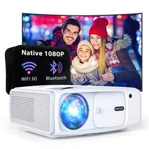 febfoxs portable projector with wifi and bluetooth – 9500lux native 1080p outdoor projector, 400 ansi lumens uhd movie projector with bag, supports 4k & zoom, compatible w/phone/pc/dvd/ps5