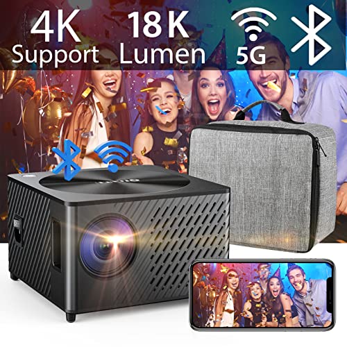 OTOUCH Projector Native 1080P 18000LM/800ANSI 5G WiFi Bluetooth Projector 4K Support ±50° 4P Keystone/Phone Sync/HiFi Speakers/BT Remote/500''/50% Zoom for Phone PC TV Stick PPT Home 2023 Upgraded