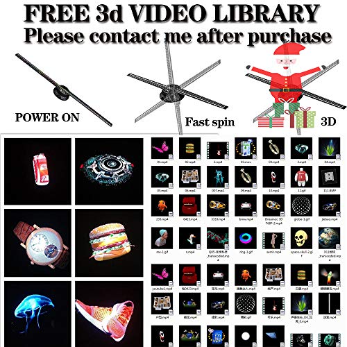 3D Hologram Fan,16.5 Inch 3D Hologram Projector Advertising Display with 1.2 Inches Thick, 700 Video Library and 224 LED for Business Store Signs,Bar,Casino,Party,Halloween Missyou