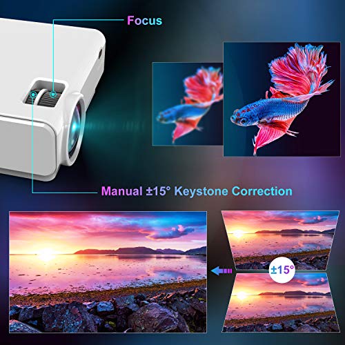 TOPTRO WiFi Bluetooth Projector 9500Lumen Support 1080P Home Video Projector Mini Portable Movie Projector, 200" Display & Zoom 50%, Built-in HiFi Speaker for TV Stick/Phone/Laptop/PS4/PC/USB/VGA/HDMI