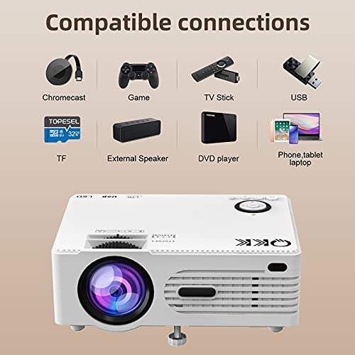 6500Lumens Portable Projector for Home Theater Entertainment, Full HD 1080P Supported Mini Projector HDMI AV USB TV Stick Supported