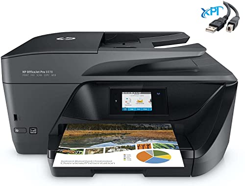 HP OfficeJet Pro 6978 All-in-One Wireless Printer, Copier, Scanner, Fax, Duplex 2-Sided Printing, Instant Ink, Compatible with Alexa, with XPI USB Printer Cable