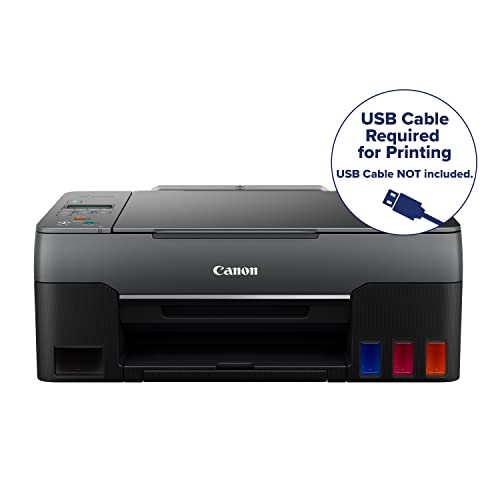 Canon G2260 All-in-One Wired Supertank (MegaTank) Printer | Copier | Scanner| USB Connectivity, Black, one Size (4466C002)