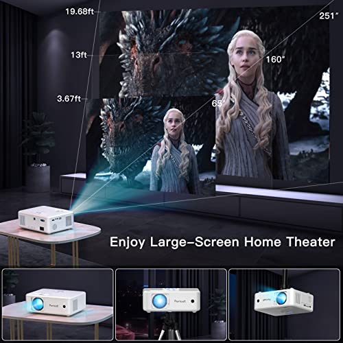 Projector with WiFi and Bluetooth, 5G WiFi Native 1080P Movie Projector, 9800L 4K Supported Portable Outdoor Projector, Pericat Home Theater Projector Compatible with TV Stick, Phone, Laptop
