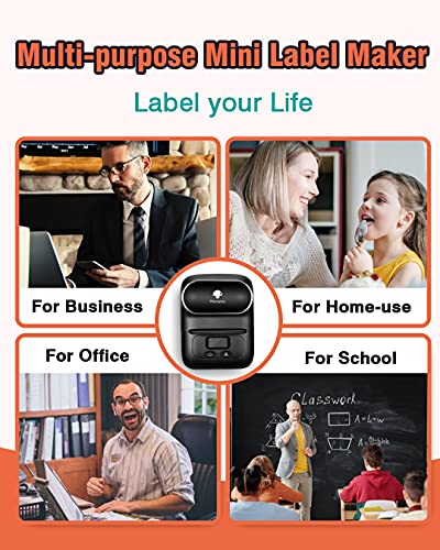 Phomemo M110 Label Makers - Portable Bluetooth Thermal Label Maker Printer for Barcode, Clothing, Jewelry, Retail, Mailing, Compatible with Android & iOS System, with 1pack 40×30mm Label, Black