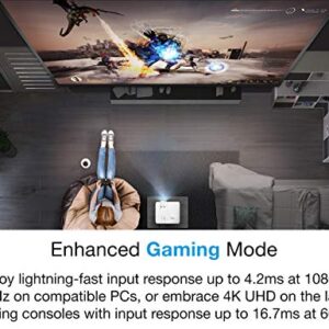 Optoma UHD38 Bright, True 4K UHD Gaming Projector | 4000 Lumens | 4.2ms Response Time at 1080p with Enhanced Gaming Mode | Lowest Input Lag on 4K Projector | 240Hz Refresh Rate | HDR10 & HLG