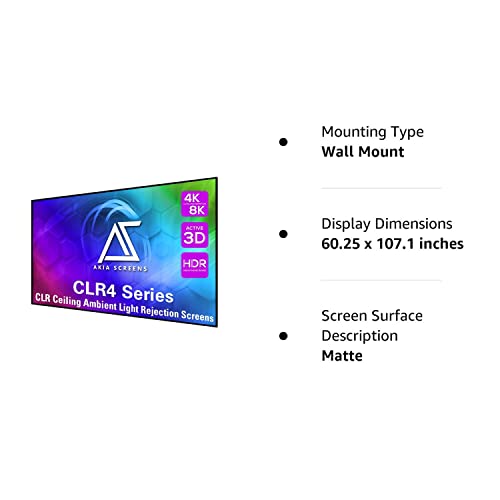 Akia Screens CLR and ALR Projector Screen 123 inch 16:9 Ceiling Light Rejecting and Ambient Light Rejecting Projection Screen for UST Projection, Edge Free Fixed Frame Screen AK-NB123H-CLR4