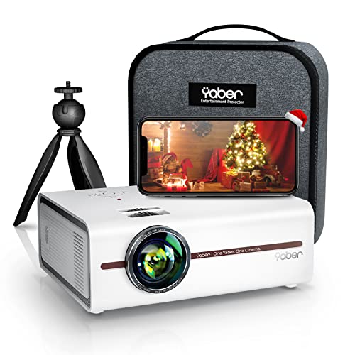 YABER Pro V5 Updated 9000L Projector with 5G WiFi and Bluetooth 5.1,1080P and 4K Supported Movie Projector, Mini Ourdoor Portable Projector with Tripod and Bag, Compatible with HDMI, USB, VGA, AV