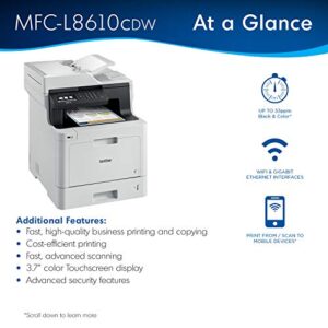 Brother Color Laser, Multifunction, All-in-One Printer, MFC-L8610CDW, Wireless Networking, Automatic Duplex Printing, Mobile Printing and Scanning, Amazon Dash Replenishment Ready