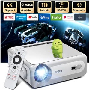 4k support android 11.0 projector with wifi and bluetooth, xgody sail1 native 1080p 700ansi smart hd proyector outdoor movie home theater projector with netflix/google licensed 8000+apps