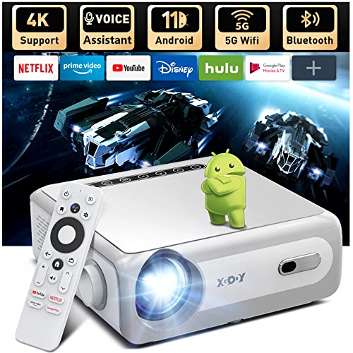 4K Support Android 11.0 Projector with WiFi and Bluetooth, XGODY Sail1 Native 1080P 700ANSI Smart HD proyector Outdoor Movie Home Theater Projector with Netflix/Google Licensed 8000+APPs