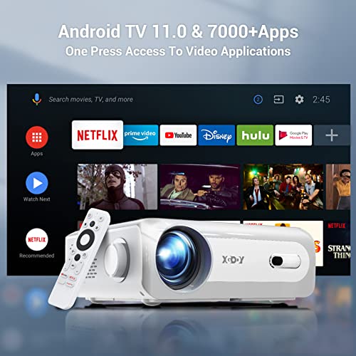 4K Support Android 11.0 Projector with WiFi and Bluetooth, XGODY Sail1 Native 1080P 700ANSI Smart HD proyector Outdoor Movie Home Theater Projector with Netflix/Google Licensed 8000+APPs