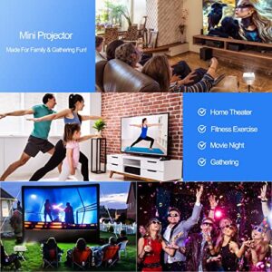 Ysametp Mini Projector, 1080P Full HD Supported 180” Screen Video Projector, 11000Lux Home Theater Movie Projector Compatible with TV Stick HDMI VGA USB AV PC TF Android/iPhone