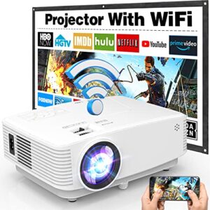 mini video projector, 8500 lux outdoor projector, 1080p mini movie projector with speaker for outdoor/indoor use compatible with tv stick, video games, hdmi, usb, aux, av