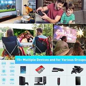 Mini Video Projector, 8500 Lux Outdoor Projector, 1080P Mini Movie Projector with Speaker for Outdoor/Indoor Use Compatible with TV Stick, Video Games, HDMI, USB, AUX, AV