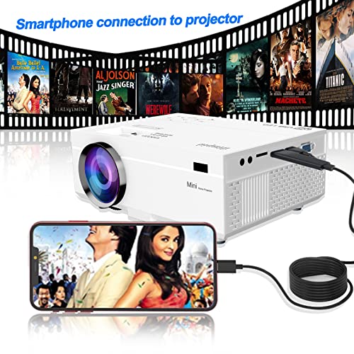 Projector 9500 Lumens Portable Video Projector, 200“ Screen Full HD 1080P Enhanced Mini Movie Projector, Compatible with HDMI USB Smartphone TV Stick PC for Outdoor/Home Projection